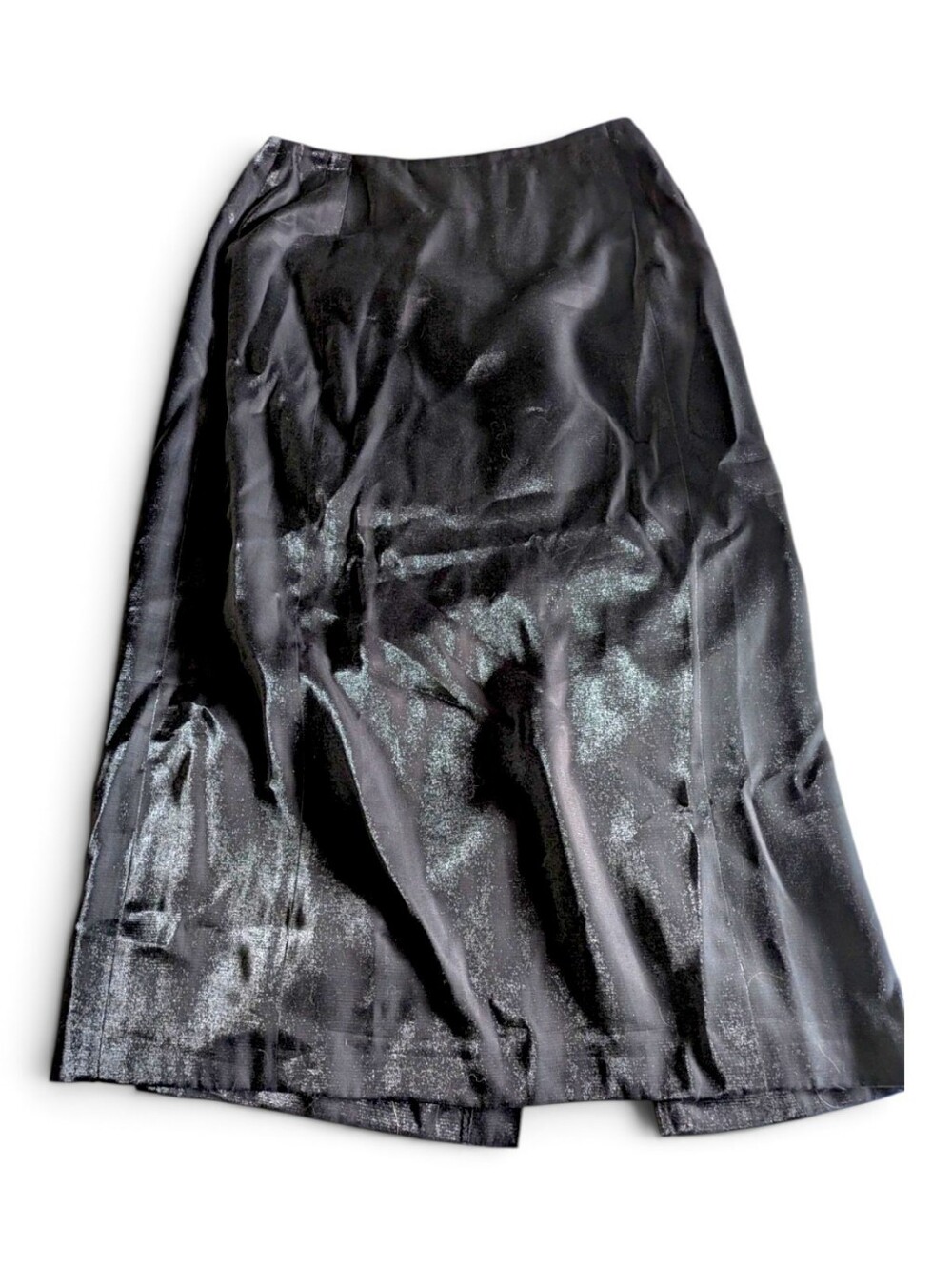 VTG 90s Harve Benard Liquid Silver Gunmetal Metallic Column Maxi Skirt 14 Goth